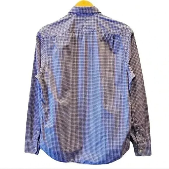 Banana Republic Men's Button Down Shirt Slim Fit Blue White Plaid Mens Small - Picture 2 of 15